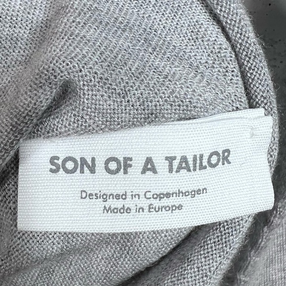 SON OF A TAILOR Grey Fine Merino Wool Mock Neck Long Sleeve Lightweight Sweater - Picture 5 of 10